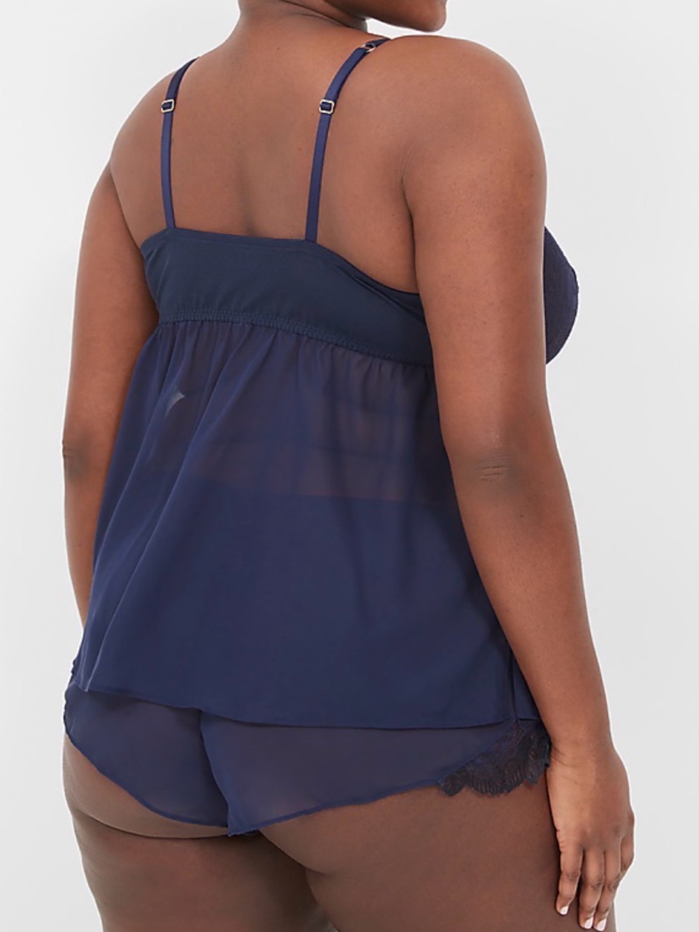 Cacique Seriously Sexy Sheer Mesh Lace Cami Pajama Set Top/shorts Size 18-20 - Picture 2 of 9